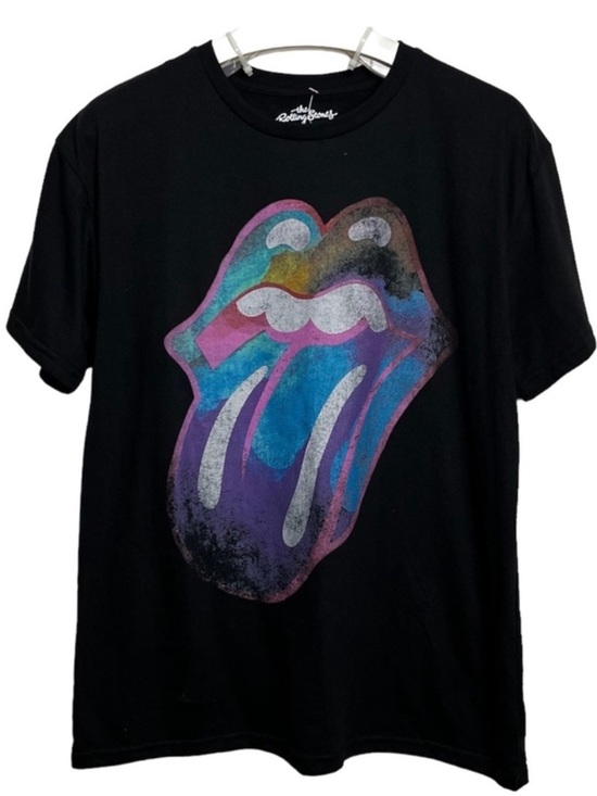 the Rolling Stones Tops - ROLLING STONES Iridescent Lips Logo Graphic Tee Black XL